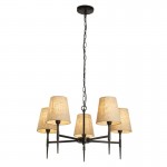 Gothic - Hammered Black 5 Light Centre Fitting with Natural Linen Shades Gothic - Hammered Black 5 Light Centre Fitting with Natural Linen Shades