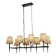 Searchlight-30690-8BK - Gothic - Hammered Black 8 Light over Island Fitting with Natural Linen Shades