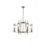 Milo - Antique Brass 6 Light Centre Fitting with Ribbed Clear Glass Milo - Antique Brass 6 Light Centre Fitting with Ribbed Clear Glass