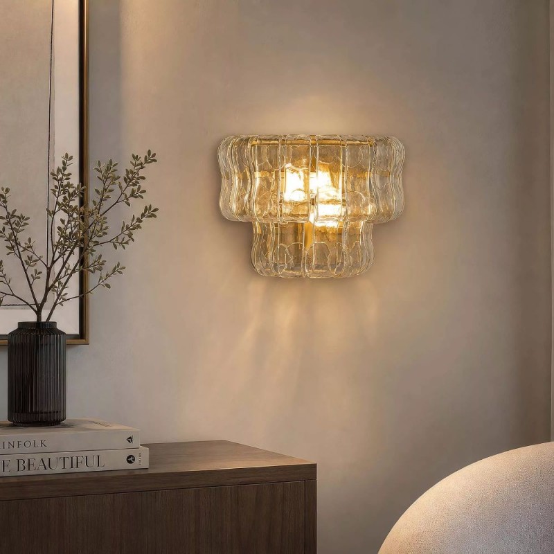Searchlight-31315-2GO - Bowlight - Painted Gold 2 Light Wall Lamp with Clear Glass