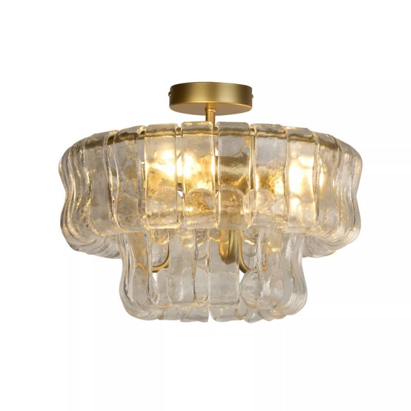 Searchlight-31315-3GO - Bowlight - Painted Gold 3 Light Semi Flush with Clear Glass