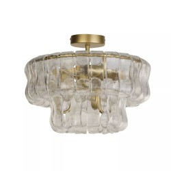 Bowlight - Painted Gold 3 Light Semi Flush with Clear Glass