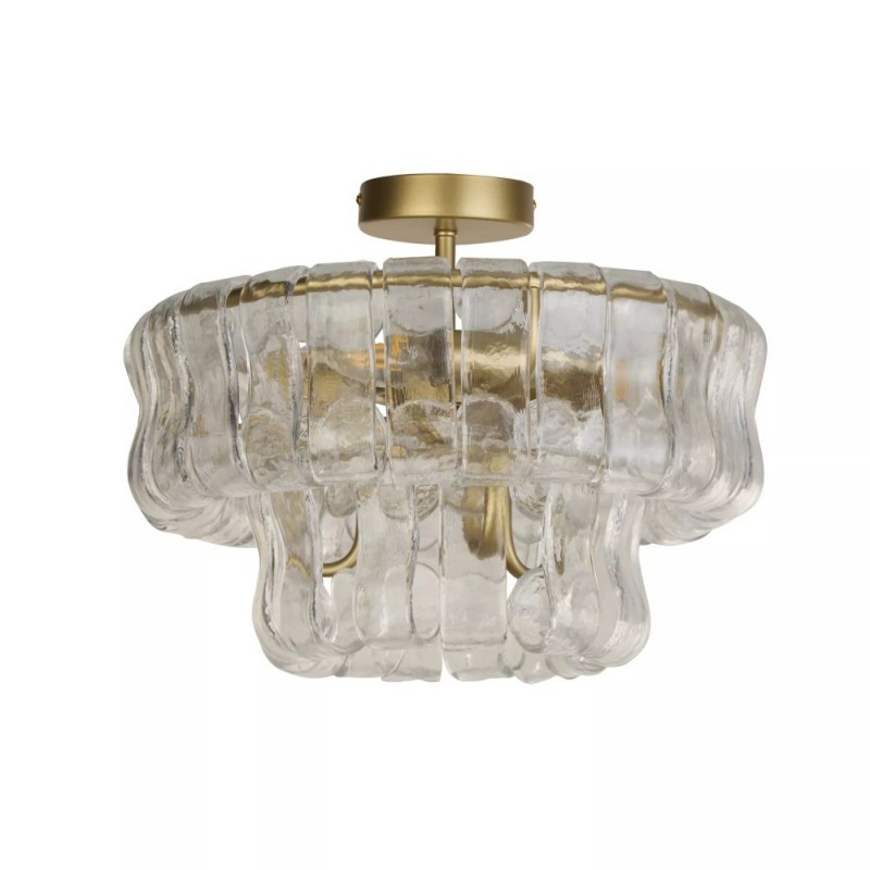 Searchlight-31315-3GO - Bowlight - Painted Gold 3 Light Semi Flush with Clear Glass