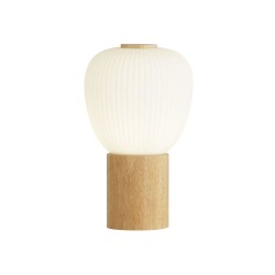 Ella - Wooden Table Lamp with White Ribbed Glass