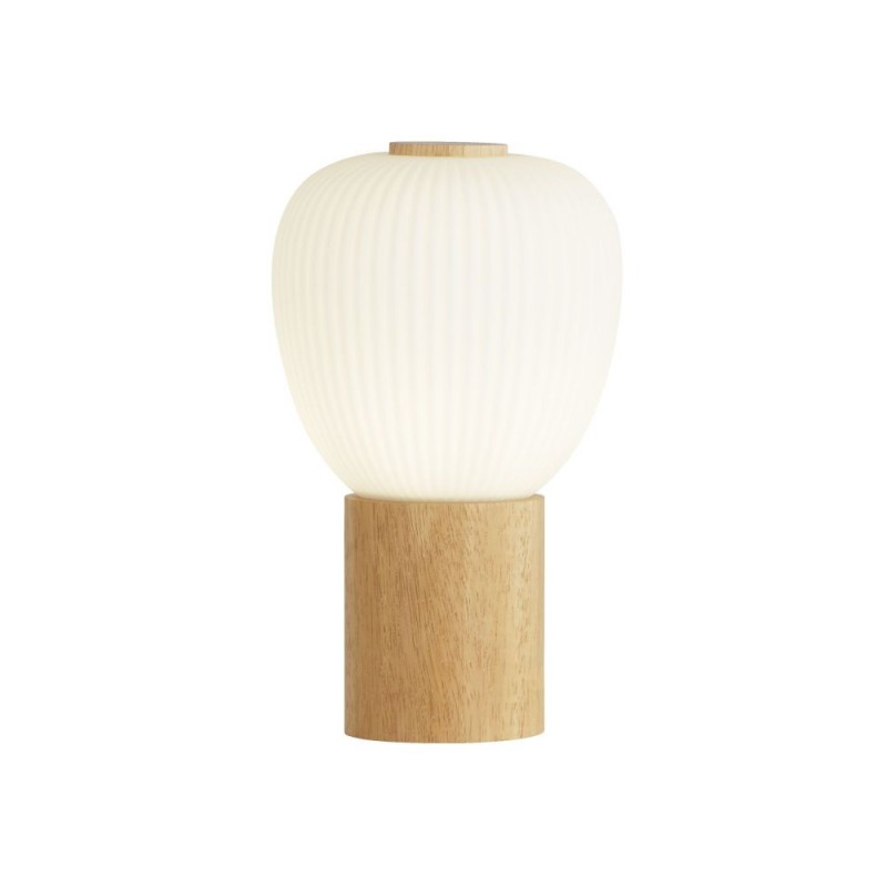 Searchlight-31410-1NA - Ella - Wooden Table Lamp with White Ribbed Glass