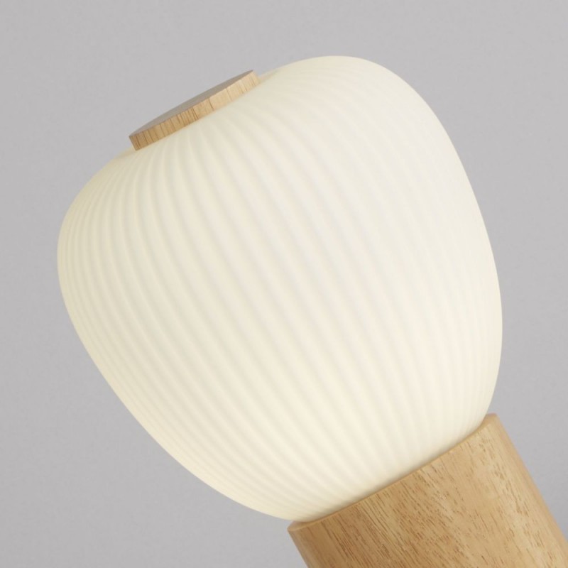 Searchlight-31410-1NA - Ella - Wooden Table Lamp with White Ribbed Glass