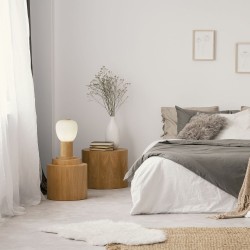 Ella - Wooden Table Lamp with White Ribbed Glass