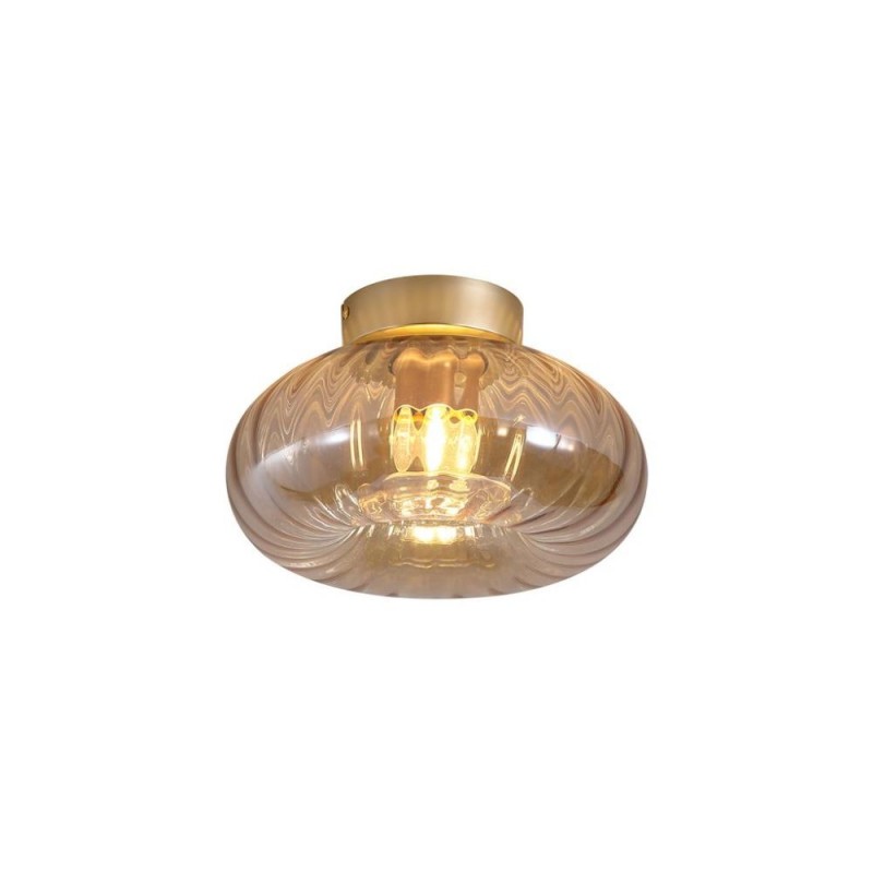 Searchlight-32156-28GO - Celestial - Gold Flush with Amber Glass