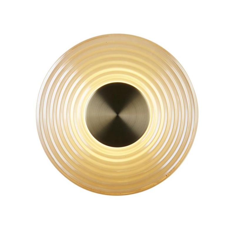 Searchlight-32210AM - Cleo - Antique Brass LED Wall Lamp with Amber Glass