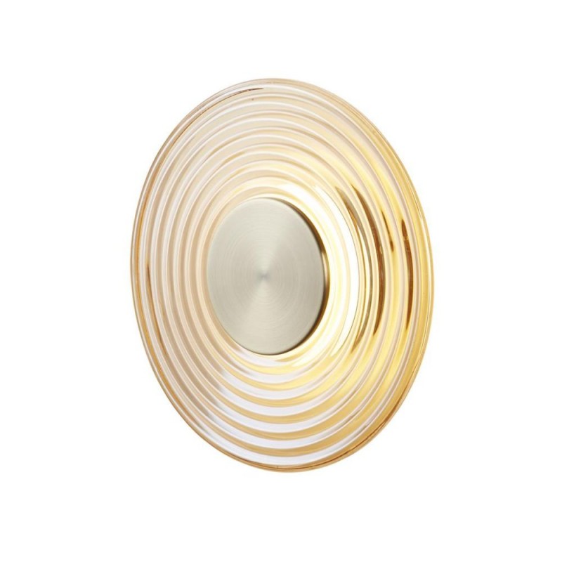 Searchlight-32210AM - Cleo - Antique Brass LED Wall Lamp with Amber Glass