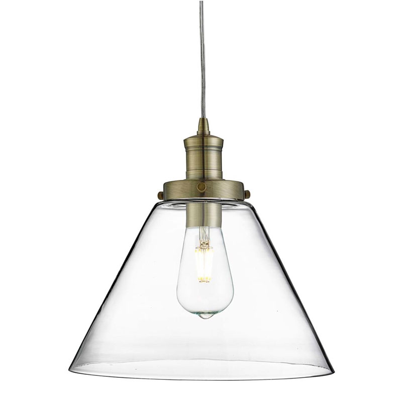 Searchlight-3228AB - Pyramid - Clear Glass with Antique Brass Single Pendant