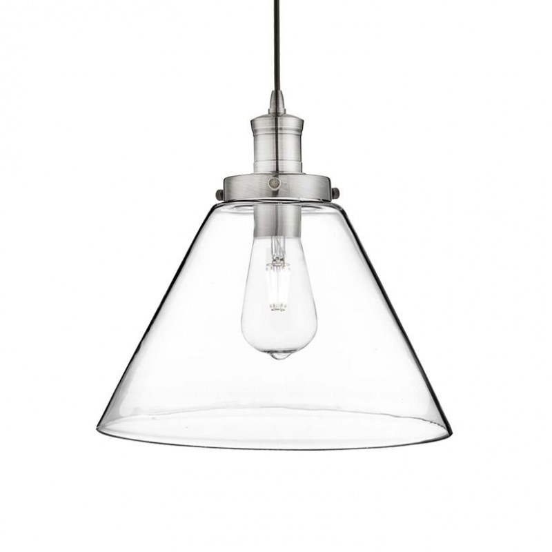 Searchlight-3228SS - Pyramid - Clear Glass with Satin Silver Single Pendant
