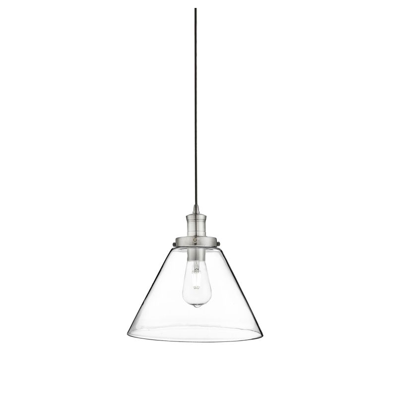 Ceiling Lights - Pyramid - Clear Glass with Satin Silver Single Pendant Searchlight-3228SS - Pyramid - Clear Glass with Satin Silver Single Pendant