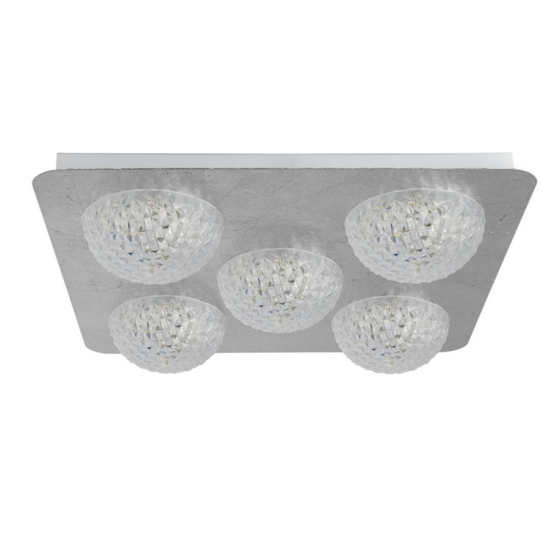 Searchlight-32511-5SI - Celestia - LED Silver Leaf & Acrylic 5 Light Flush