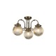 Searchlight-32593-3AB - Belvue - Antique Brass 3 Light Semi Flush with Clear Ribbed Glass