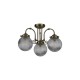 Searchlight-32593-3AB - Belvue - Antique Brass 3 Light Semi Flush with Clear Ribbed Glass