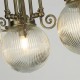 Searchlight-32593-3AB - Belvue - Antique Brass 3 Light Semi Flush with Clear Ribbed Glass