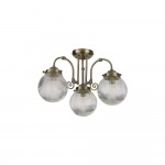 Belvue - Antique Brass 3 Light Semi Flush with Clear Ribbed Glass