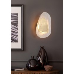 Destiny - Brass LED Wall lamp with Cloudy Glass Diffuser