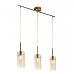 Duo III - Satin Gold 3 Light over Island Fitting with Amber & Frosted Glasses Duo III - Satin Gold 3 Light over Island Fitting with Amber & Frosted Glasses