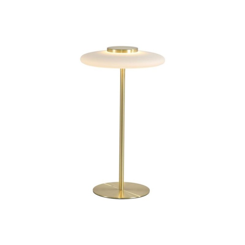 Searchlight-33120PB - Record - Gold LED Table Lamp with White Glass Shade