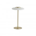 Record - Gold LED Table Lamp with White Glass Shade