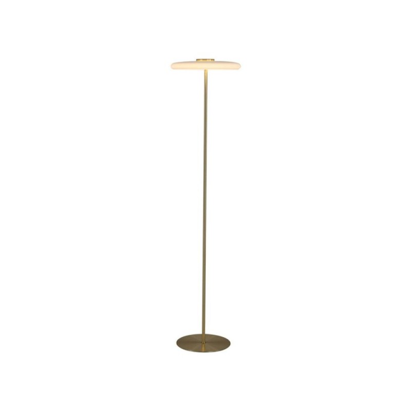 Searchlight-33121PB - Record - Gold LED Floor Lamp with White Glass Shade