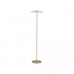 Record - Gold LED Floor Lamp with White Glass Shade