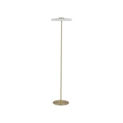 Record - Gold LED Floor Lamp with White Glass Shade