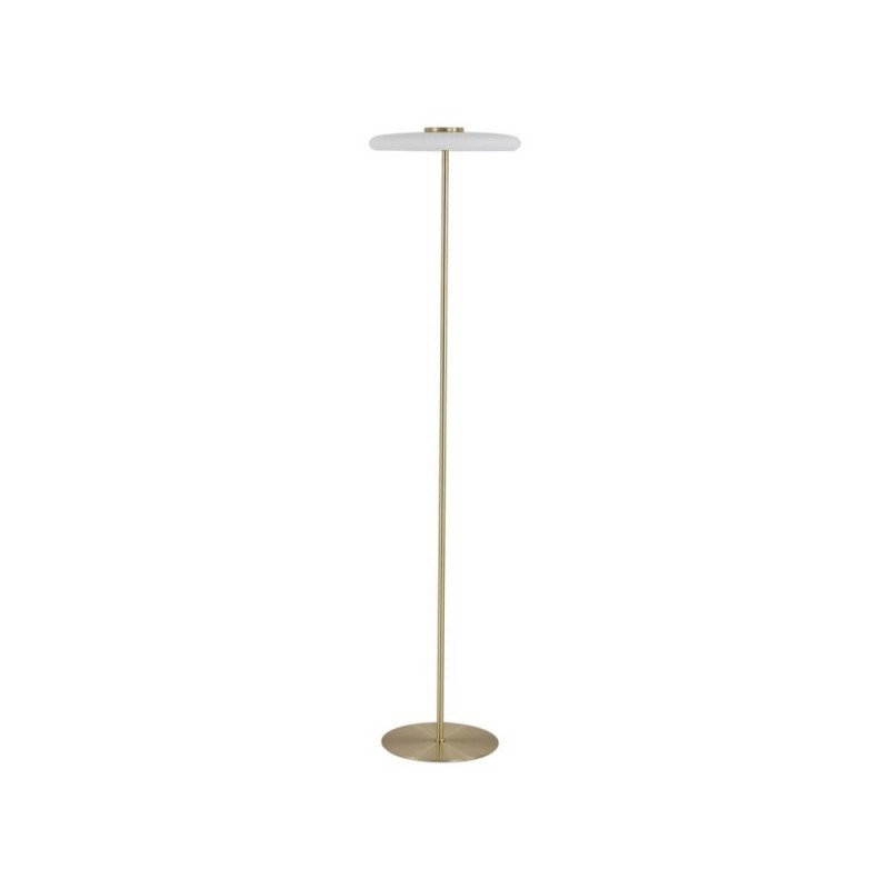 Searchlight-33121PB - Record - Gold LED Floor Lamp with White Glass Shade