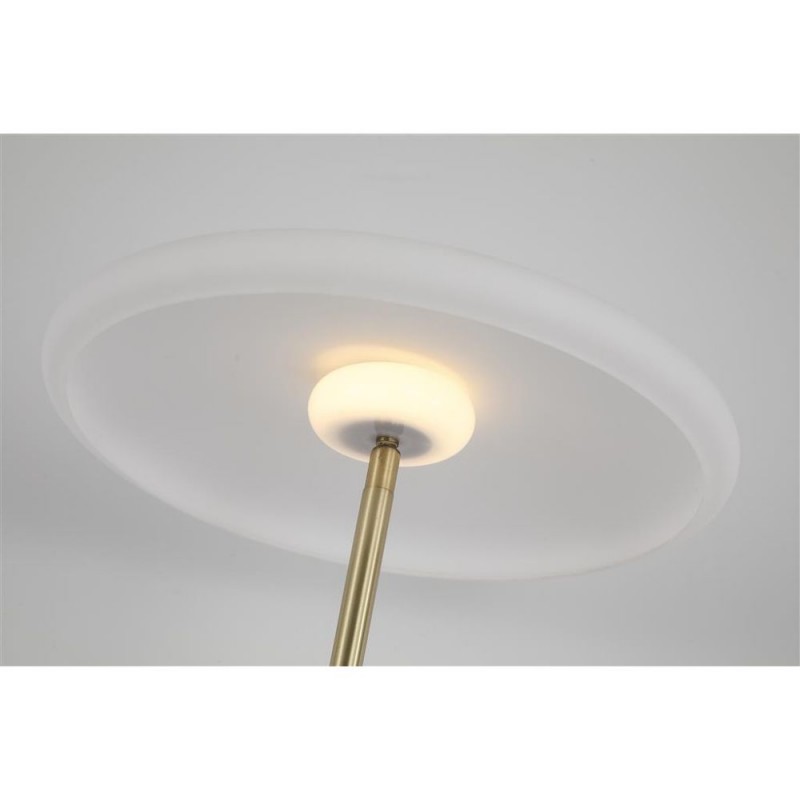 Searchlight-33121PB - Record - Gold LED Floor Lamp with White Glass Shade