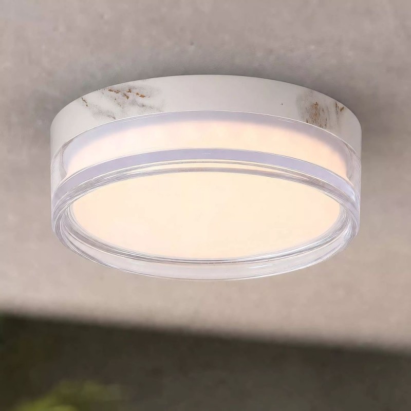Searchlight-33230WH - Button - Marble Effect CCT Flush with Diffuser IP65