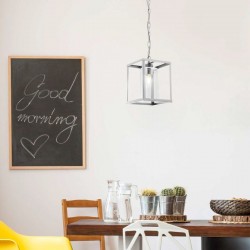 Cage - Satin Silver with Clear Glass Lantern Pendant Cage - Satin Silver with Clear Glass Lantern Pendant