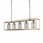 Cage - Antique Brass with 5 Clear Glass over Island Fitting Cage - Antique Brass with 5 Clear Glass over Island Fitting