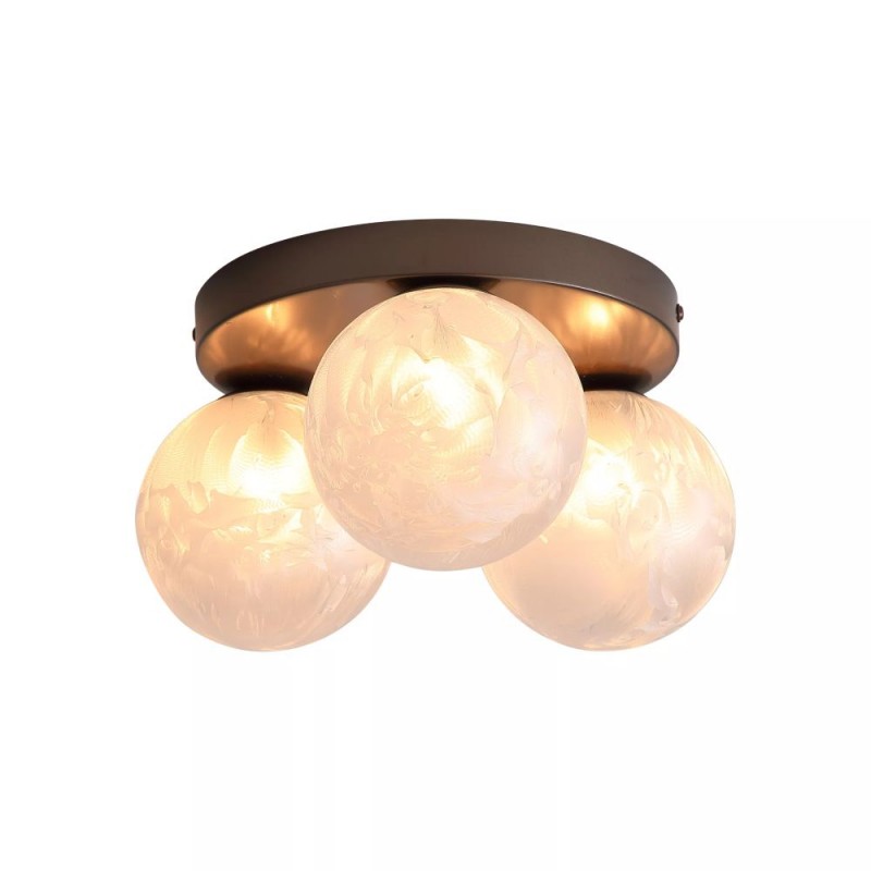 Searchlight-33450-3BZ - Frosty - Bronze 3 Light Semi Flush with Decorative Frosted Glass