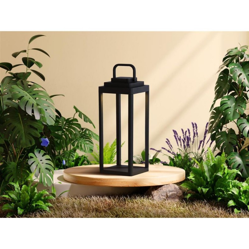 Searchlight-33502-350 - Portobello - Black Rechargeable Lantern Table Lamp IP54
