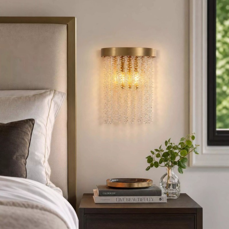 Searchlight-33520-2BZ - Bella - Matt Brass 2 Light Wall Lamp with Crystal