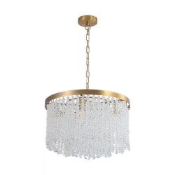 Bella - Matt Brass 5 Light Chandelier with Crystal