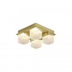 Cuboid - Satin Brass 4 Light LED Flush with Clear Cubes