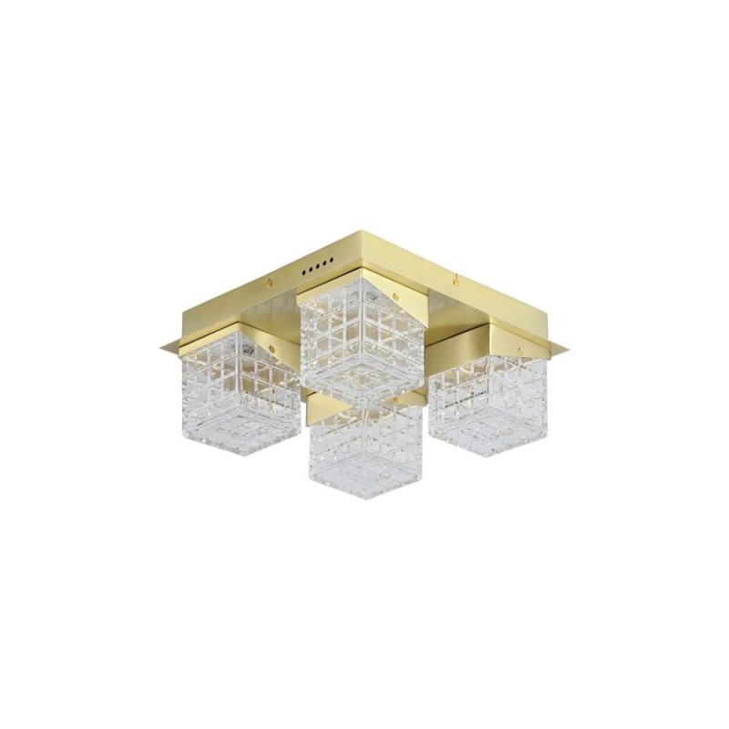 Searchlight-33640-4SB - Cuboid - Satin Brass 4 Light LED Flush with Clear Cubes