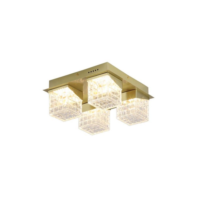 Searchlight-33640-4SB - Cuboid - Satin Brass 4 Light LED Flush with Clear Cubes
