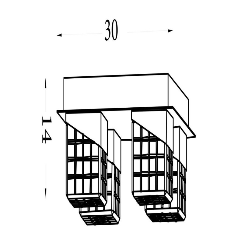 Searchlight-33640-4SB - Cuboid - Satin Brass 4 Light LED Flush with Clear Cubes