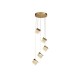 Searchlight-33640-5SB - Cuboid - Satin Brass 5 Light LED Cluster Pendant with Clear Cubes