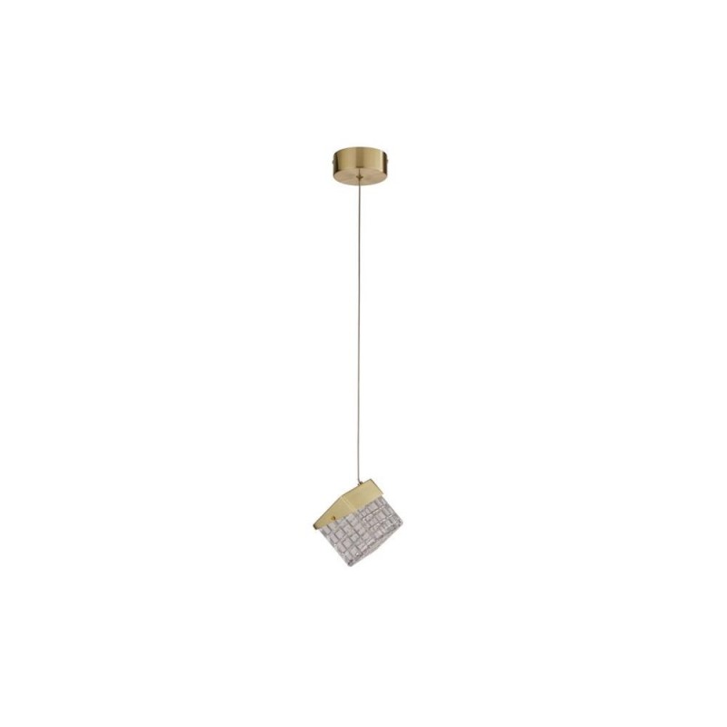 Searchlight-33640SB - Cuboid - Satin Brass LED Pendant with Clear Cubes