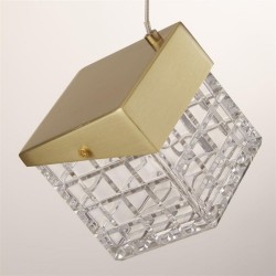 Cuboid - Satin Brass LED Pendant with Clear Cubes