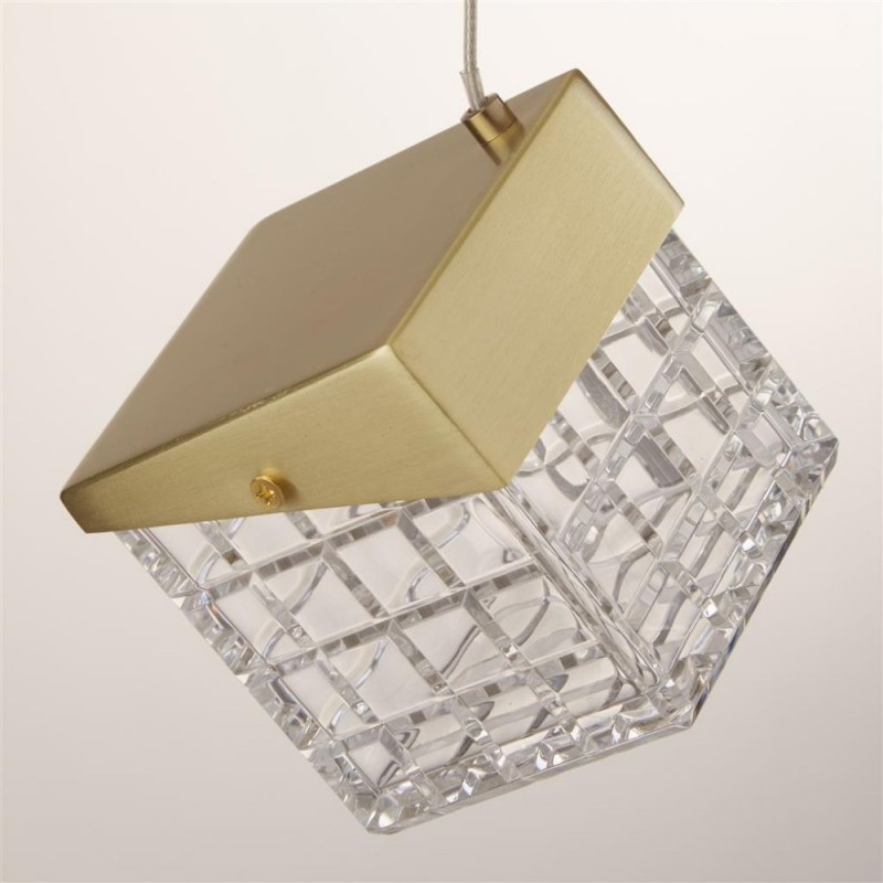 Searchlight-33640SB - Cuboid - Satin Brass LED Pendant with Clear Cubes