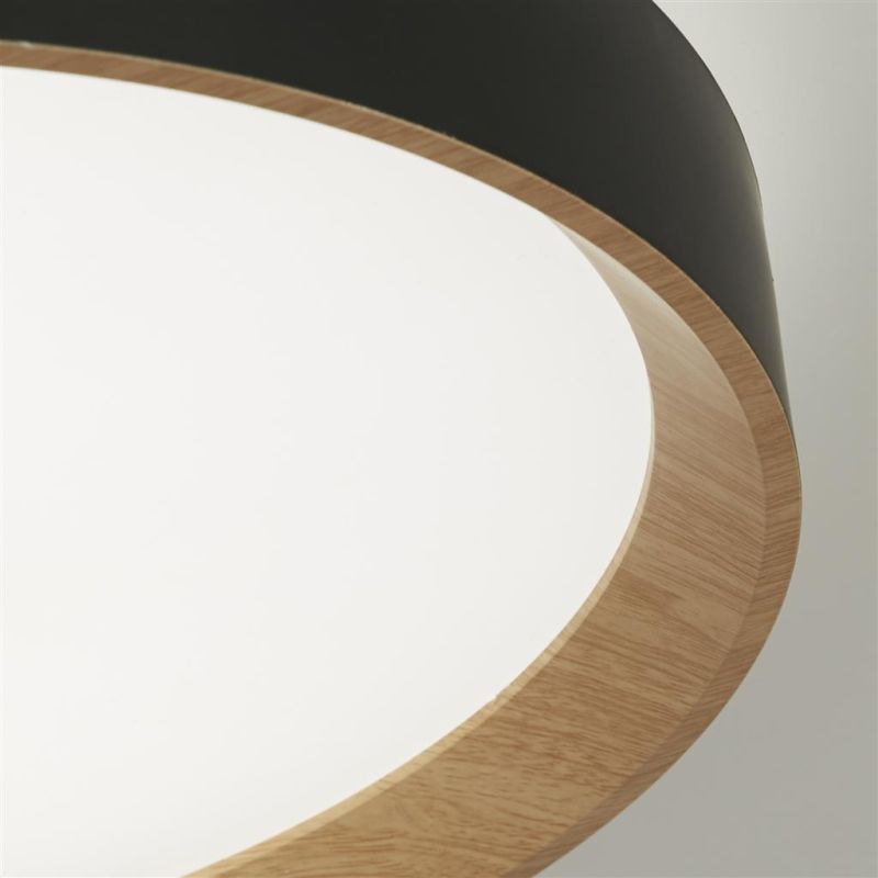 Searchlight-35510-380 - Sorrento - Black & Wood CCT Flush with White Acrylic Diffuser