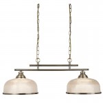 Bistro II - Textured Clear Glass & Antique Brass 2 Light over Island Fitting