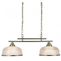 Bistro II - Textured Clear Glass & Antique Brass 2 Light over Island Fitting