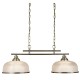 Searchlight-3592-2AB - Bistro II - Textured Clear Glass & Antique Brass 2 Light over Island Fitting